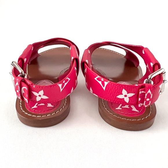 LOUIS VUITTON || Escale Palma Red Pink Ombré LV Monogram Logo Sandals EU 37.5 - Picture 8 of 13